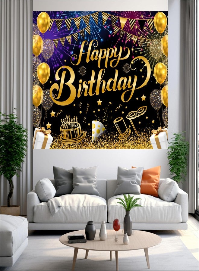 Party Baazaar Black Birthday Backdrop 5x4 Ft | Backdrops for Decoration | Birthday Decoration Backdrop | Banner for Kids Theme Party - Image 2